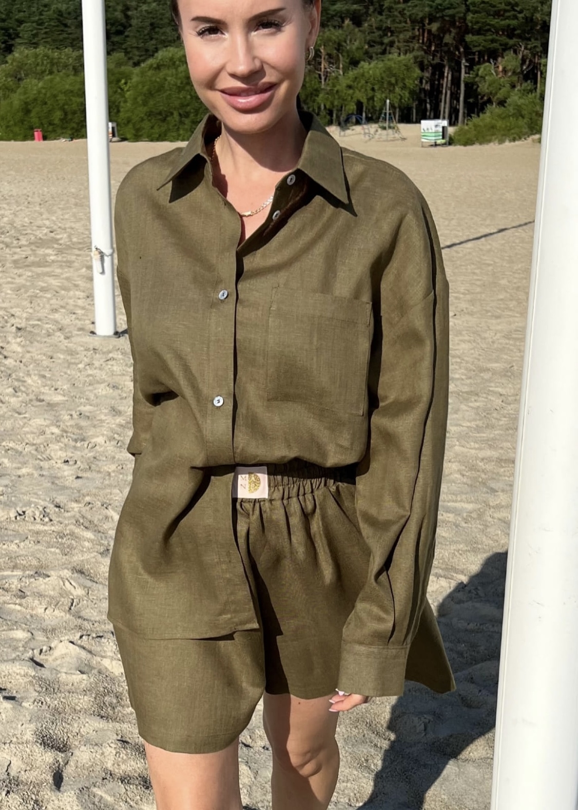 MARTINI OLIVE Linen Shorts Set