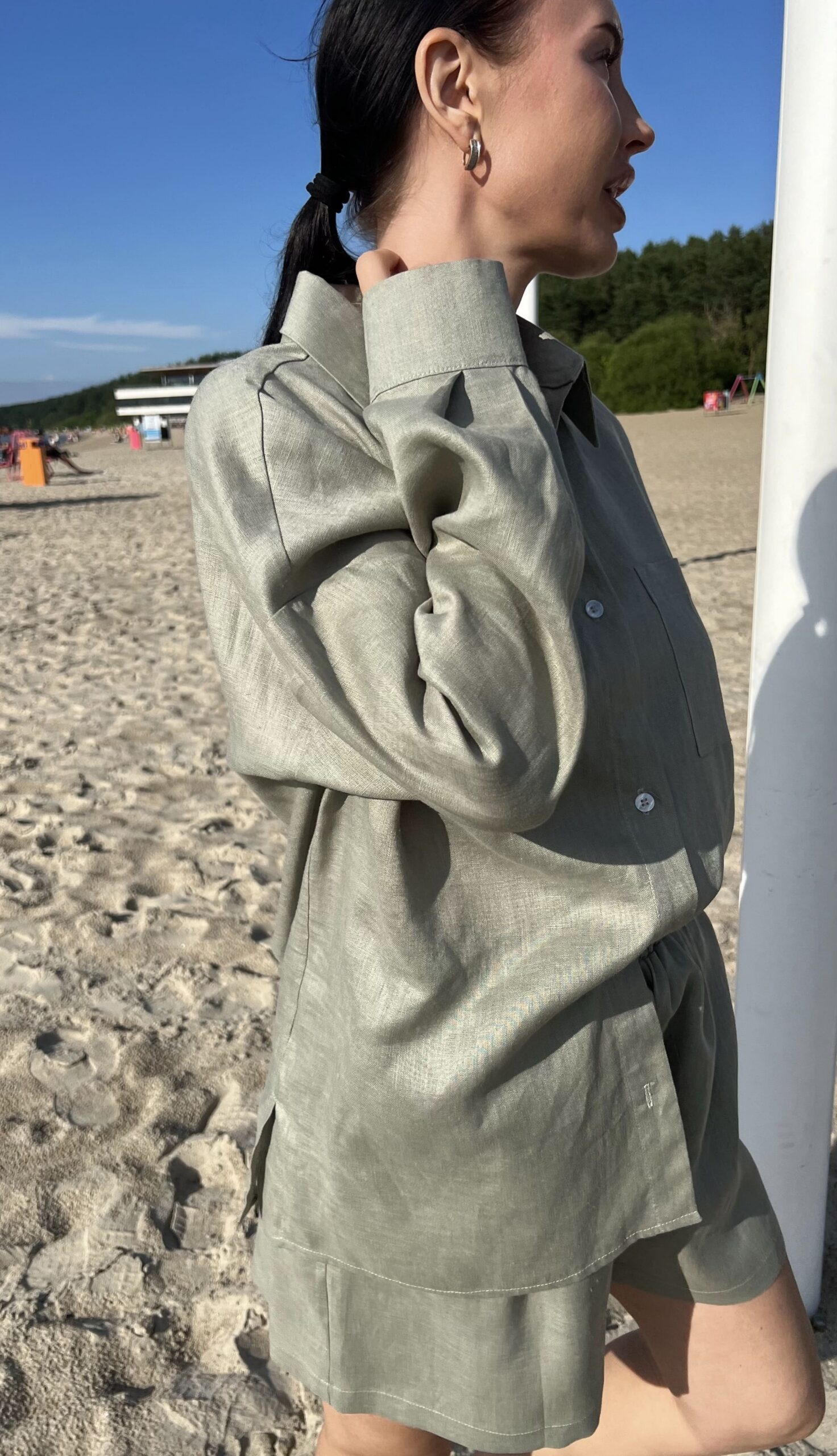 PISTACHIO SHELL Linen Short Set