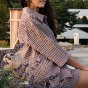 TOBACCO Waffle Shorts Set