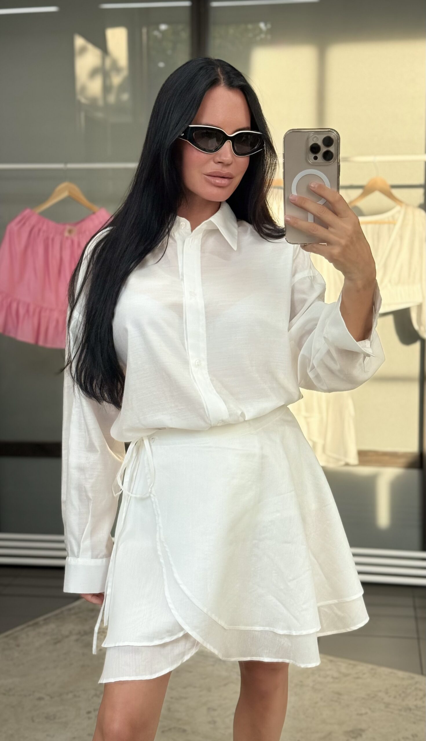 Wrap skirt + shirt S-M