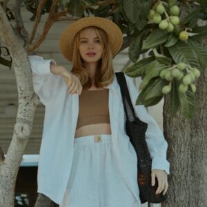 CASABLANCA Linen Shorts Set 47 cm