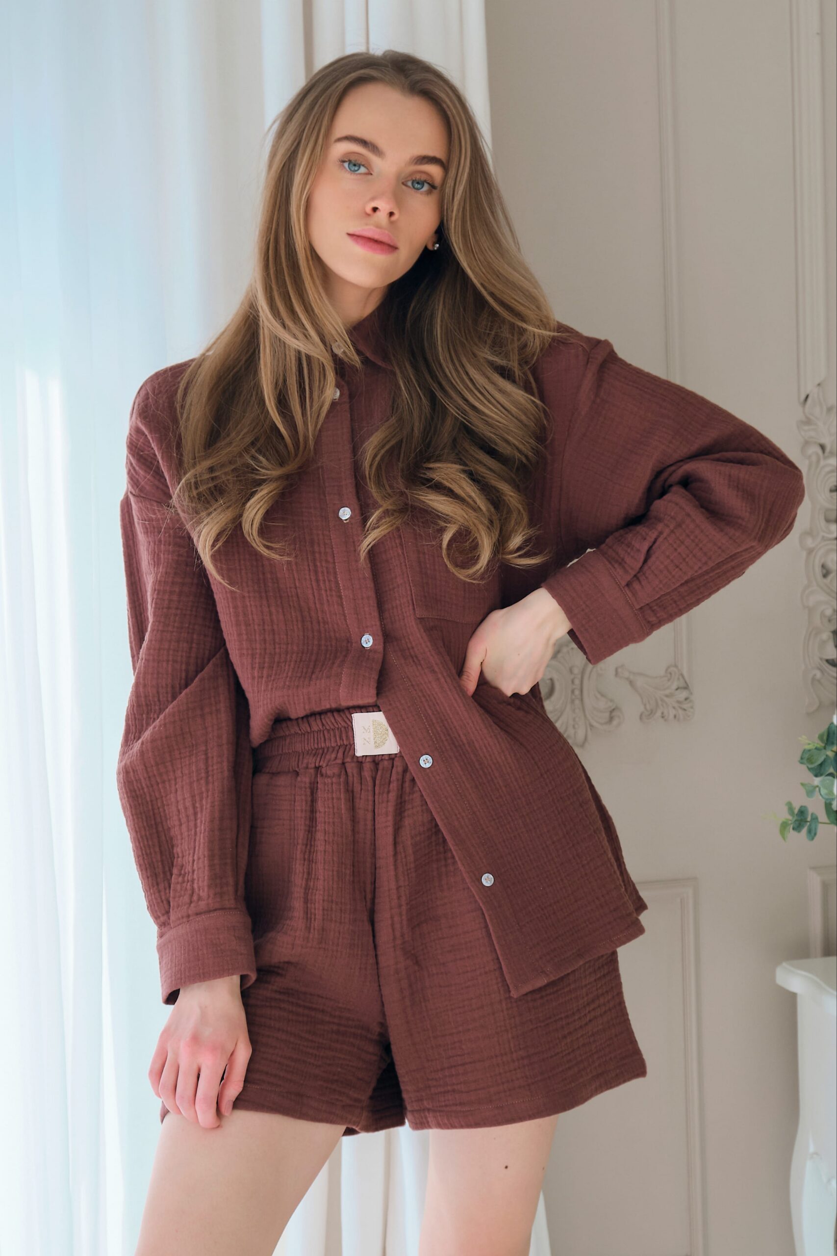 UMBER SUN Triple Layer Muslin Shorts Set