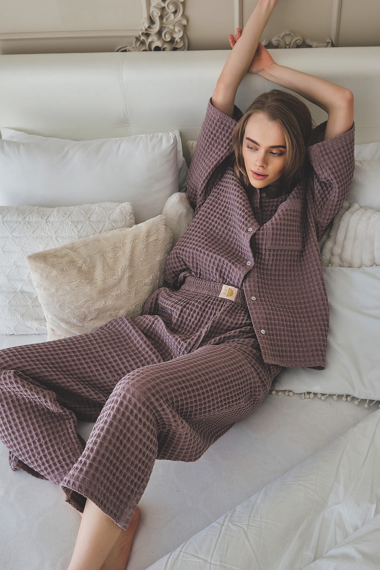 TOBACCO Waffle Pants Set