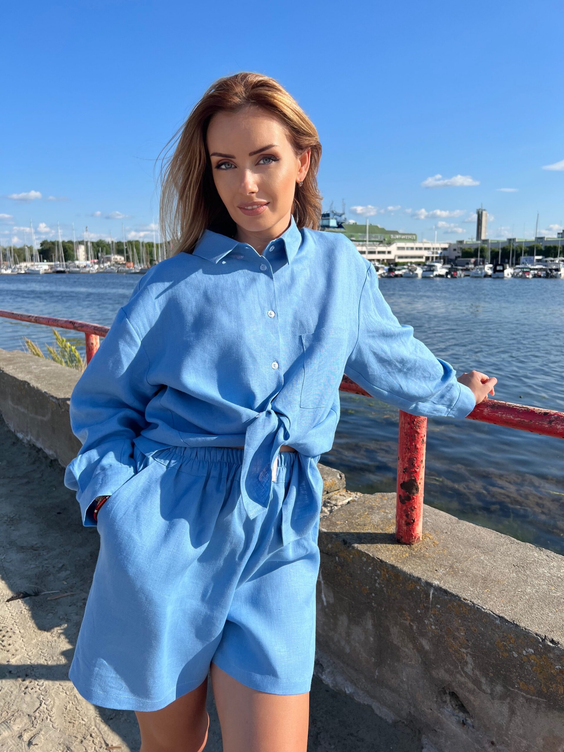 SAPHIRE Linen Shorts Set