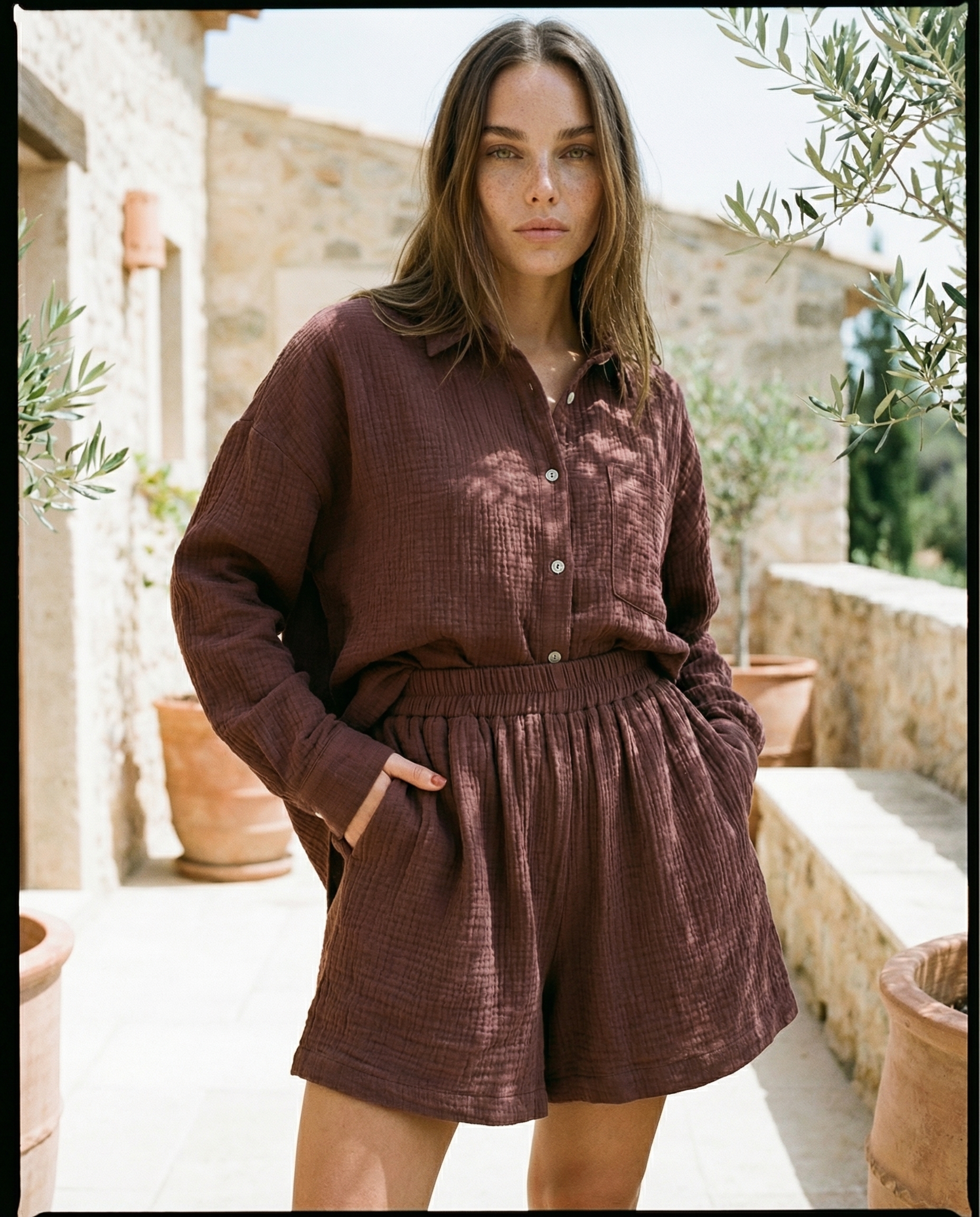UMBER SUN Muslin Shorts Set