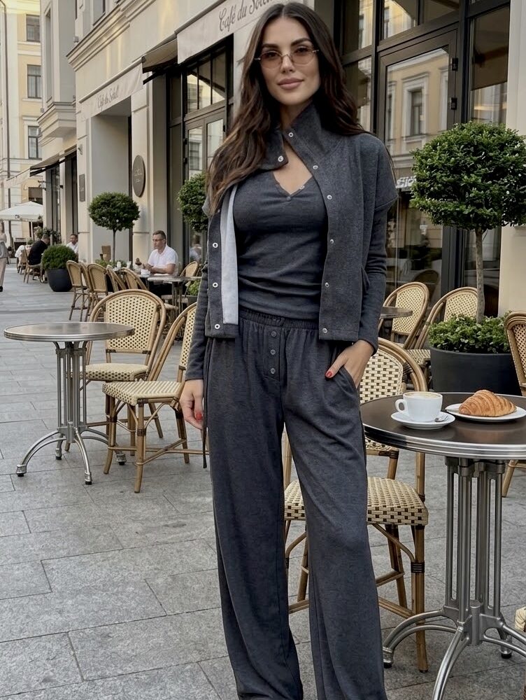 CHARCOAL RIBBED Lounge Set
