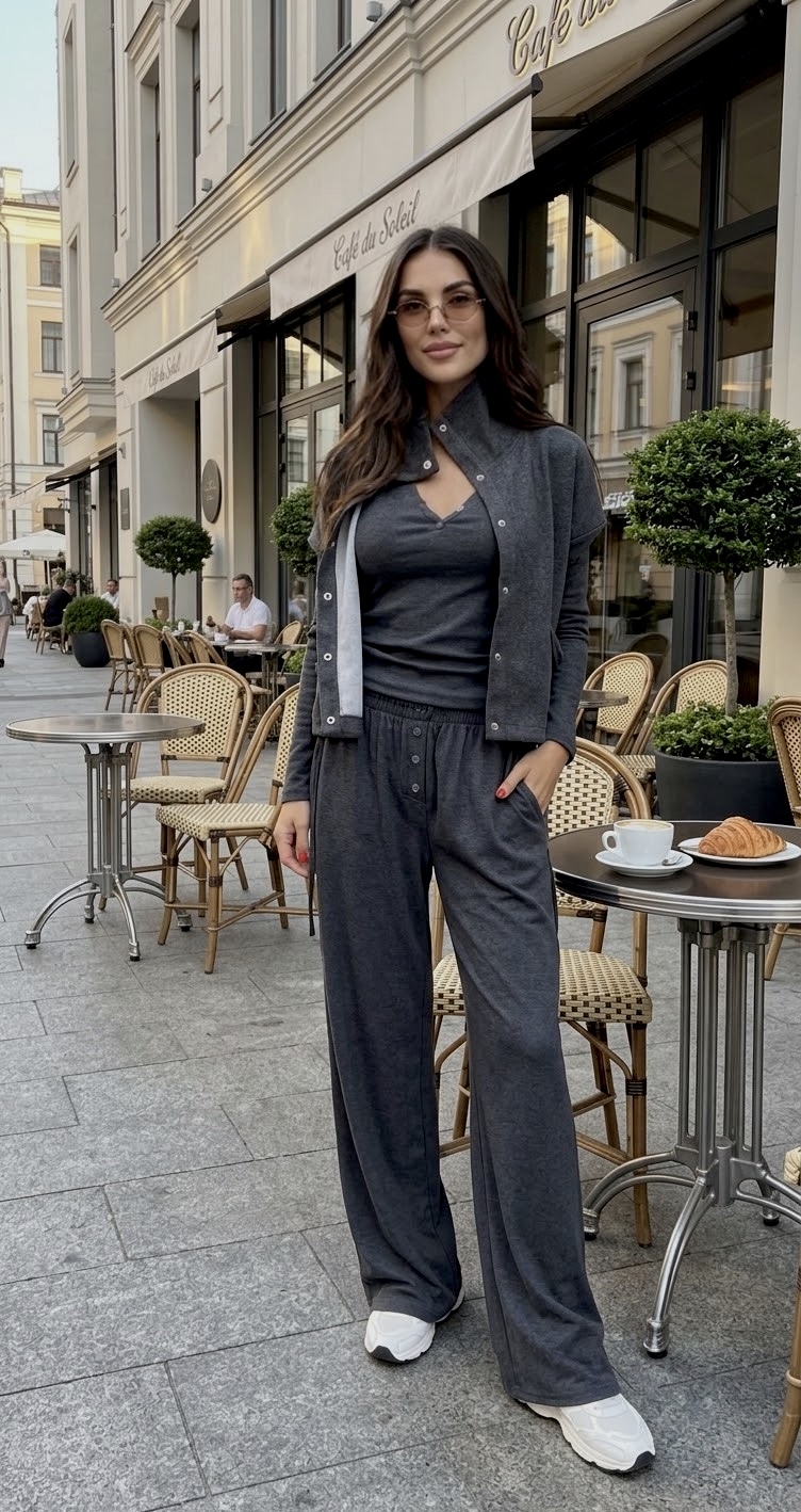 CHARCOAL RIBBED Lounge Set