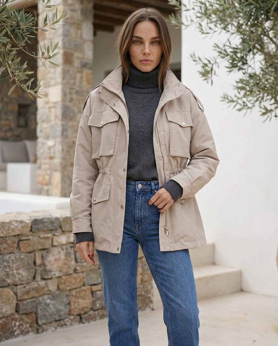 DRAWSTRING CARGO PARKA